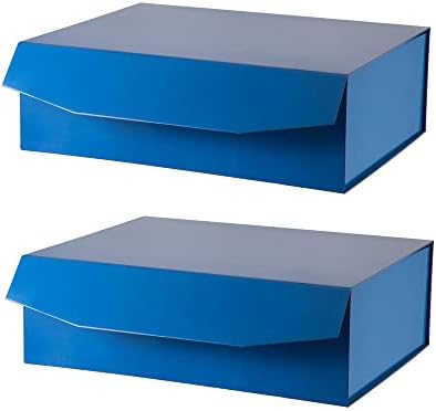 קופסת מתנה אומוואלטי 2 מארז 16.5 על 13 על 5.3 אינץ', קופסאות מתנה גדולות במיוחד כחולות עם מכסה מגנטי לבגדי