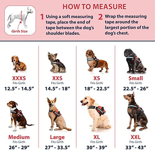 אפוד כלבי שירות עם רצועות וו וולאה וידית - רתמה זמינה ב -8 גדלים מ- xxxs ל- xxl - רתמת כלבים שירות
