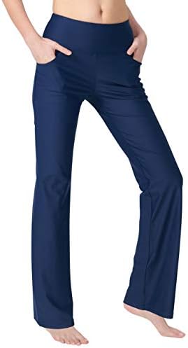 מכנסי יוגה של Bootcut לנשים של Keolorn עם כיסים עם מכנסי אימון יוגה במותניים גבוהות למותניים לנשים