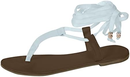 RBCULF נשים הכפכפות סנדלים שטוחים בתוספת גודל קיץ צבע אחיד רצועת רגל רצועה ברך ברך בוהן פתוחה להחליק