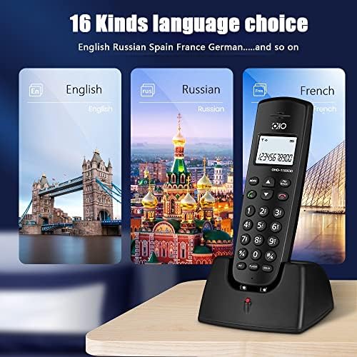 SDFGH 16 שפות טלפון קבוע אלחוטי דיגיטלי עם מזהה שיחה אזעקה דיבורית איל
