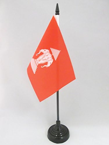 דגל AZ LAOS דגל שולחן ישן 4 '' x 6 '' - דגל שולחן לאוטי לשעבר 15 x 10 סמ - מקל פלסטיק שחור ובסיס