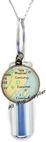 AllMapsupplier Applier Surn שרשרת כד, Cancun/cozumel Map Urn, שרשרת כידפת מפות Cancun, שרשרת שריפת