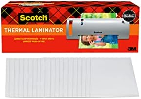 חבילת המשולבים המשולבת של Laminator Scotch Thermal, כוללת 20 שקיות למינציה בגודל אותיות, מחזיקה