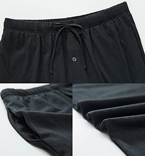 PAJAMA PANT PANT PANT כותנה של YIMANIE מכנסי שינה רכים מכנסי שינה שחור, נייבי, אפור, אדום, כחול