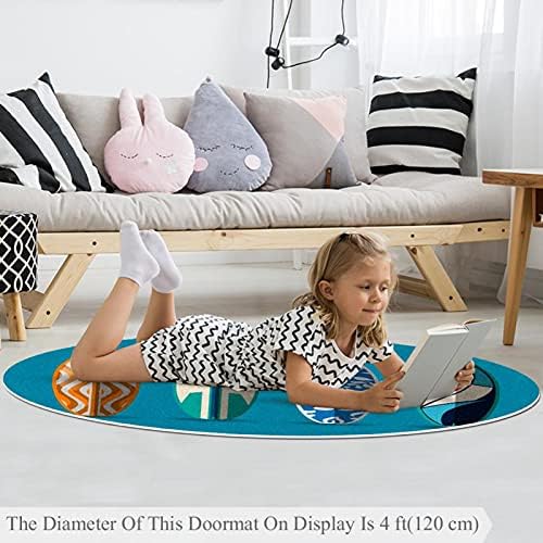 Llnsupply 5 ft שטיח אזור משחק עגול עריכה נמוכה, רוכב גלישה כחול תינוק זוחל מחצלות רצפה משחק משחק שמיכה