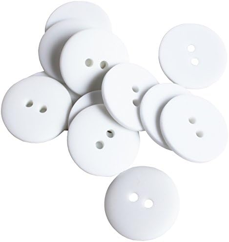 Raanpahmuang כפתורים לבנים גנריים 1 אינץ ', כפתורי פלסטיק לתפירה, מבוסס גיר, גימור מאט, כפתורי חור בגודל 2 בגודל