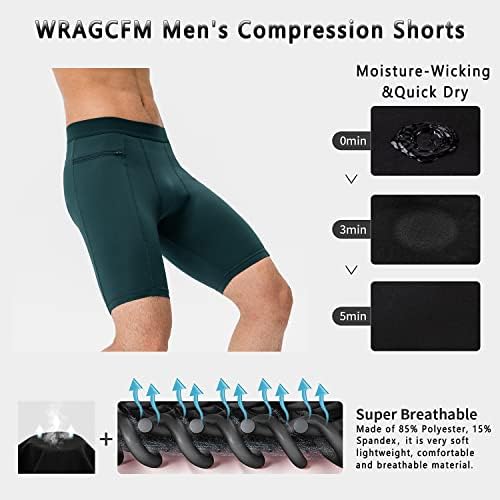 מכנסי דחיסה לגברים של WRAGCFM עם כיסים המריצים אימון מכנסיים קצרים תחתונים פעילים
