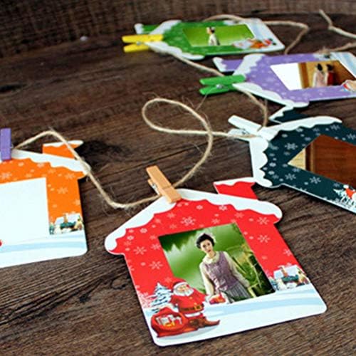 מסגרת צילום נייר עיצוב חג המולד של Healifty 9 מסגרת תמונה נייר עם קליפים וחבל 2 מטרים לקישוטים
