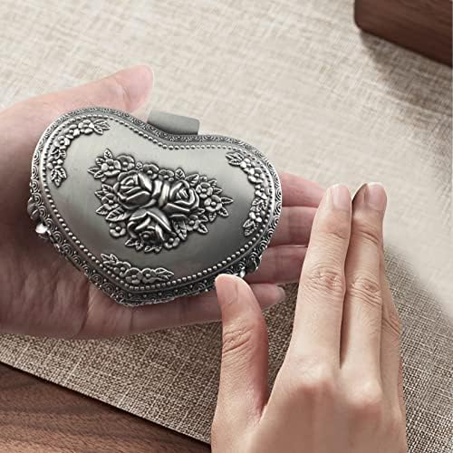 מיני תכשיטי תיבת עלה טבעת תכשיטי מחזיק לב בצורת אריזת מתנה בציר דקור עבור בנות נשים