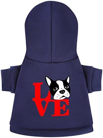 אוהב את קפוצ'ונים של בוסטון טרייר לחיות מחמד סוודר כלבים חמים רכים חליפות חיות חיות מחמד עם כובעים