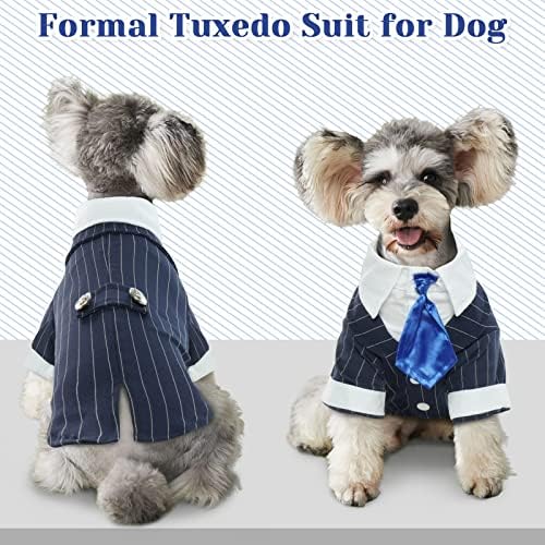 Dentrun כלב חליפה מסוגננת תחפושת עניבת פרפר, חולצת קוספליי יום הולדת ליל כל הקדושים, בגדים רשמיים של חיית מחמד