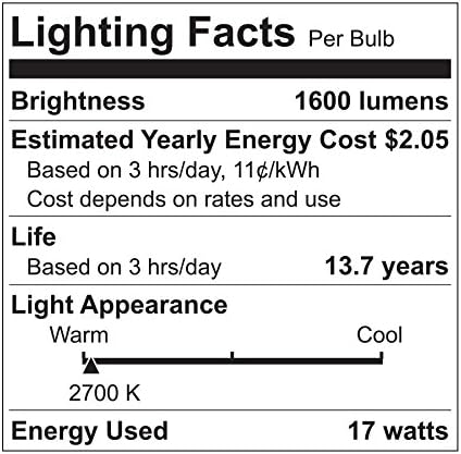 תאורת ג ' נרל אלקטרוניקה 83693 הובילה 17 וואט 1600 לומן ניתן לעמעום 21 נורה בסיסית בינונית, 1 מארז,