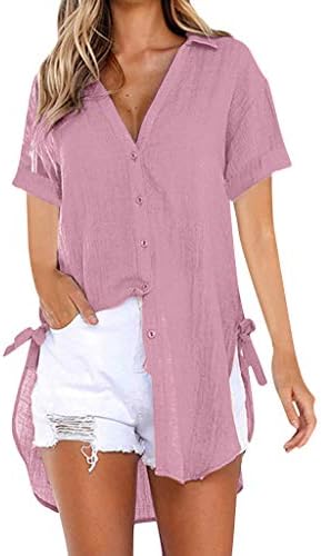 2023 ארוך שרוול קיץ שיפוע רופף נשים חולצות כיכר צוואר טרנדי מקרית חולצות לנשימה