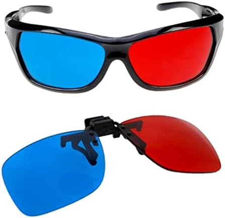 3 משקפיים, אדום כחול 3 משקפי וידאו וירטואליים עם משקפיים קליפ עבור קולנוע ביתי אנאגליף 3 משקפיים