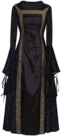 גותי שמלה לנשים סלעית בציר מקסי שמלת מימי הביניים משפט שמלת ליל כל הקדושים קוספליי מסיבת קוקטייל גלימת