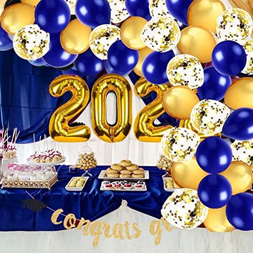 מסיבת סיום קישוטי 2023 חיל הים כחול זהב בלוני / חיל הים כחול זהב סיום קישוטי 2023 / מסיבת יום