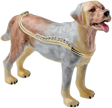 FJ Fengzhijie Trinket Box Hinged Labrador Retriever פלטוני כלב תכשיטים מוזהבים תכשיט אמייל כלב עיצוב בית, מתנות