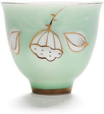 כוס תה ביתית קערת תה קטן מצוירת ביד לוטוס לבן חרסינה כוס קרמיקה קרמיקה סט כוס יחיד