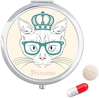 כתר משקפי שמש לבן חתול נסיכת גלולת מקרה כיס רפואת אחסון תיבת מיכל מתקן