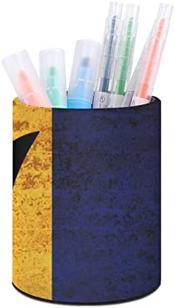 בציר ברבדוס דגל עור מפוצל עיפרון מחזיקי עגול עט כוס מיכל דפוס מארגן שולחן עבור משרד בית