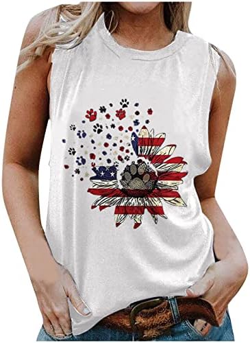 גופית נשים גופיות 4 ביולי גופיות פטריוטיות לכוכבי נער נוער פסים חולצה ללא שרוולים דגל אמריקאי הדפסים צמרות קיץ