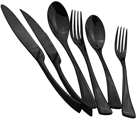 פילר 24-חתיכה שחור כלי כסף סט, נירוסטה סכום סכום סט עבור 4, מודרני כלי אוכל כלי שולחן, גימור