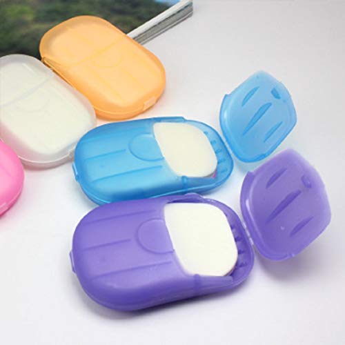 6 חבילות סרט נייר סבון נייד חד פעמי נסיעות כביסה יד אמבטיה מוצרי טואלטיקה חיצוני סבון גיליונות עם תיבת אחסון,אקראי