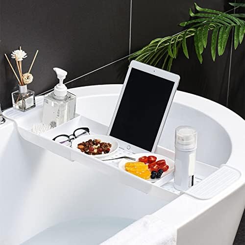 BBBSJ ניתן להרחבה אמבטיה מגש אמבטיה אמבטיה מארגן קאדי ספר מדף יין מחזיק שולחן טלפון.