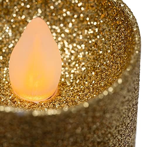 וויזוורקס-סט של 12 נרות לד פו שעווה נצנצים, נרות ללא להבה המופעלים באמצעות סוללה - פנסי תה נדר עם