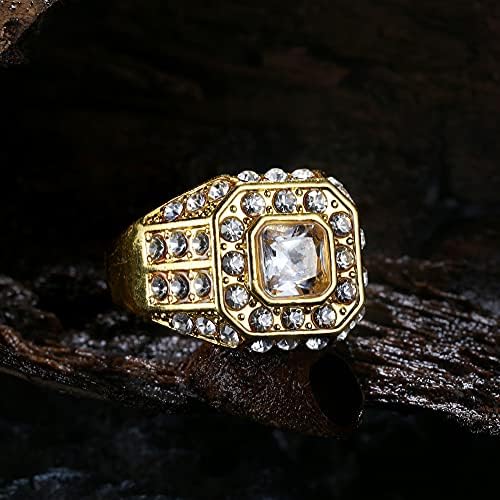 מגיטאקו 4 יחידות 18 קראט מצופה זהב בלינג פינקי טבעת סימולציה יהלום אייס אאוט טבעת כוכב גדול כיכר