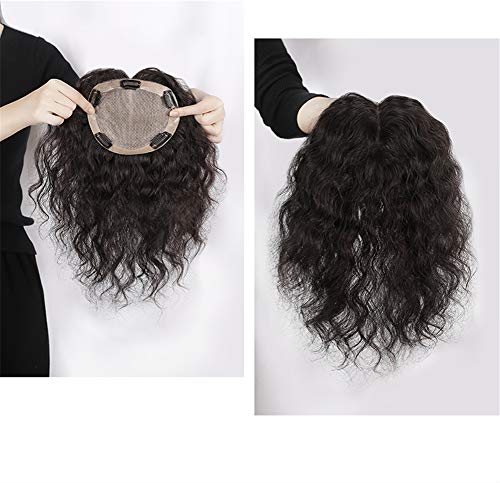 אמיתי שיער טבעי טופר שיער חתיכות עבור נשים, 5.5 איקס 5.5 יד קשור משי אפרו מתולתל למעלה פאות עבור מצח דליל