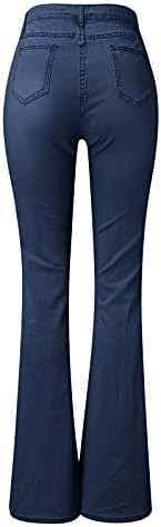 מכנסי התלקחות לנשים ז'אן רחב רגליים שטופות בפעמון תחתון טרנדי מגדול מגדול נשים נשים רזות מתרחבות מכנסי ג'ינס מתרחבים