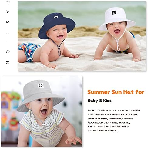 כובע שמש של תינוק, חיוך פעוטות פנים upf 50+ כובע דלי הגנה על שמש, כובעי חוף מתקפלים לבנים בנות כובע מתכוונן
