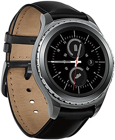 Samsung Gear S2 Smartwatch קלאסי עם לוחית מסתובבת ורצועת עור - שחור