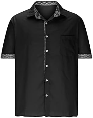 חולצת כפתור מזדמנים של גברים שרוול קצר שרוול קובני חולצת צ'מברי קיץ חולצות הוואי קיץ