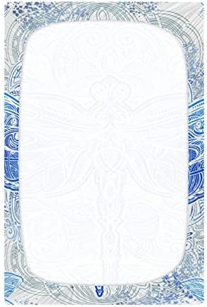 גיליונות עריסה של שפירית כחולה של Alaza מנדלה מנדלה מצוידת סדין בסינט לבנים פעוטות תינוקות, גודל סטנדרטי 52 x