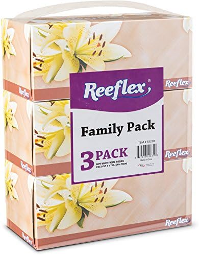 רקמות פנים של Reeflex 230 לכל קופסה 8 x 7 בגודל, רך, חלק, 2 רובדי, נהדר לבית, למשרד, לחנות, בבית הספר, לחדר האמבטיה