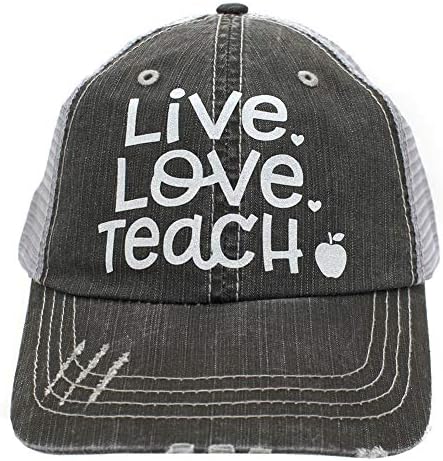 Live Love Teach Trucker בסגנון כובע בייסבול נשים שחור שחור
