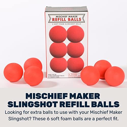 כיף אדיר! - Mischief Maker® צעצוע Slingshot Foam Balls Pack מילוי - 6 כדורים להחלפת קצף רך לילדים SlingShot
