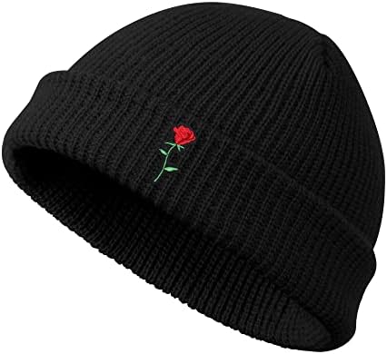 Zingyone Rose Beanie רקמה סרוק כובע כובע כובע חורף כובע גולגולת לגברים נשים