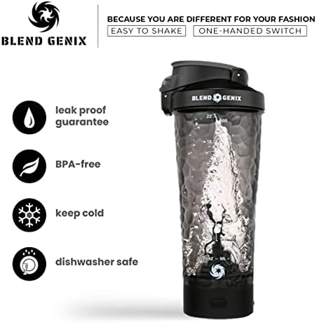 Blend Genix Premium Protein Shaker בקבוק, מערבל מערבולת עוצמתית, קל משקל, מיוצר עם Tritan-BPA
