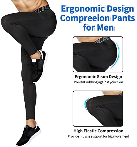 מכנסי דחיסה של חותלות אתלטיות של EARGFM מכנסי דחיסה באימון עם כיסים מגניבים יבש יבש טייץ פעילים לריצת