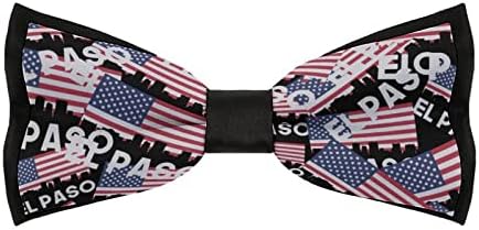 דובון אל פאסו טקסס אמריקאי דגל מצחיק עניבה מראש קשור פורמליות עניבת פרפר מתכוונן עניבת פרפר מודפס