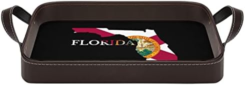 דגל פלורידה דגל עור מגש דקורטיבי בהגשה בהגשה בהגשה מארגן אחסון מגש עם ידיות למלון היתי