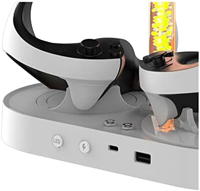 תואם עבור PSVR2 בקר כפול VR ידית טעינה מגנטית תושבת אחסון תחנת עגינה עם עמוד אור צבעוני RGB עבור PS VR2