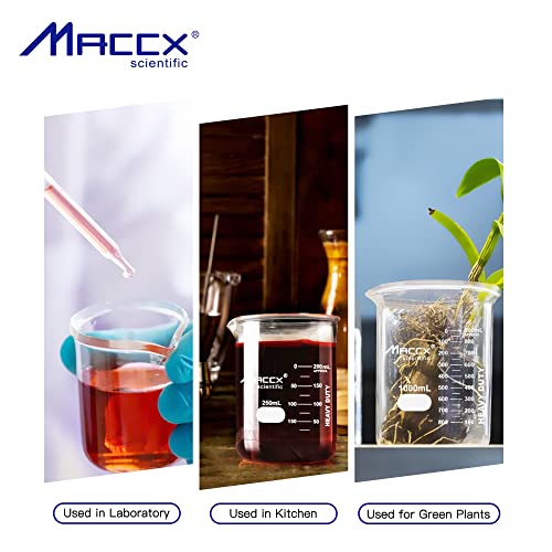 MACCX 1.7OZ כוסות זכוכית משודרגות חדשות, סט כוסות מעבדה כבד, 3.3 בורוסיליקט עם סולם כפול, חבילה