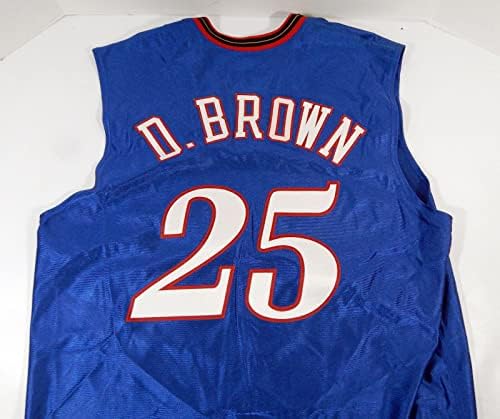 2001-02 פילדלפיה 76ers Damone Brown 25 משחק הונפק כחול ג'רזי 911 P 50 7 - משחק NBA בשימוש