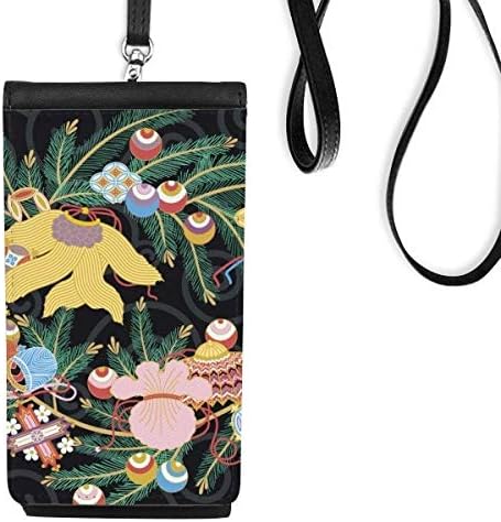 צביעת תרבות יפנית ארנק טלפון פרחים ארנק תליה כיס נייד כיס שחור