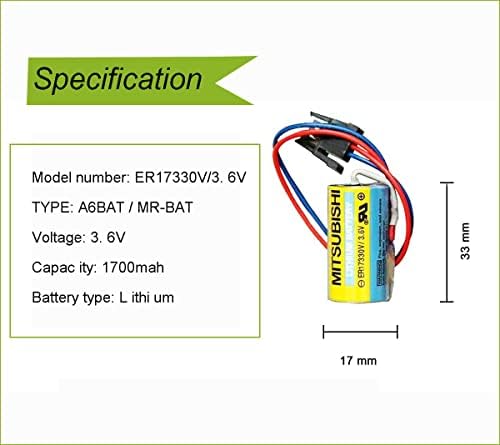 1700mAh A6BAT ER17330V 3.6V סוללת ליתיום, MR-BAT ER17330V/3.6V סוללה למערכת CNC FANUC